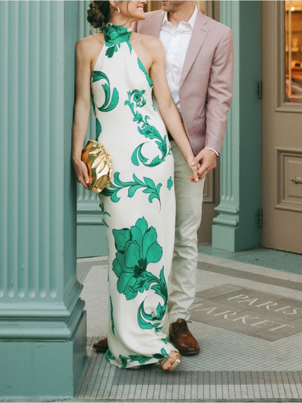 Francesca Miranda Hera Printed Silk Halter Gown